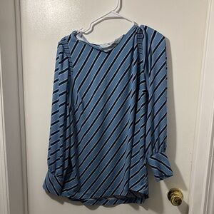 Next Diagonal Striped Blue and Black Blouse